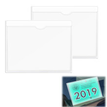 Siqian 2 PCS Parking Permit Holder for Car Windscreen, Self Adhesive Car Permit Holders Windscreen Card Holder Clear for Car, Van, Caravan Windscreen