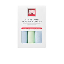 Autoglym Glass and Screen Cloths - 3x Lint-Free Microfibre Cleaning Cloths for Exterior and Interior Windows, Screens, Car and Home Use