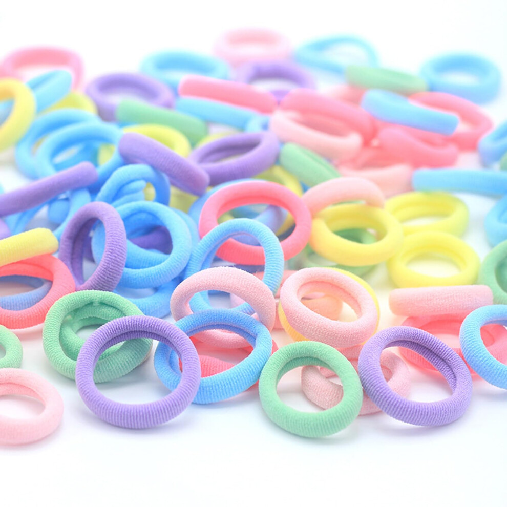 Ckcshi 200Pcs Baby Hair Bands, Cotton Girls Hair Ties, Girl Hair Bobbles Candy Color, Colorful Cotton Baby Hair Ties, Soft Seamless Elastic Toddler Hair Bob