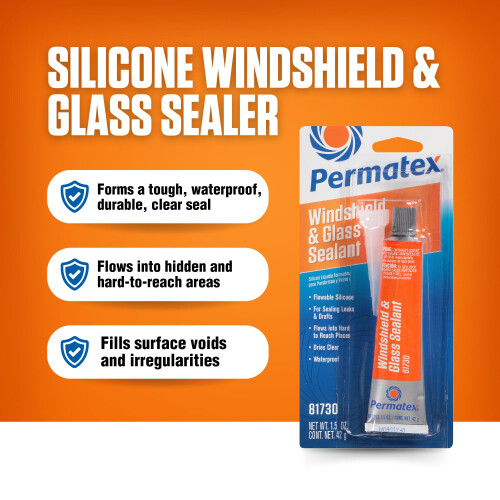 Permatex 81730 Flowable Silicone Windshield & Glass Sealer, Helps 1