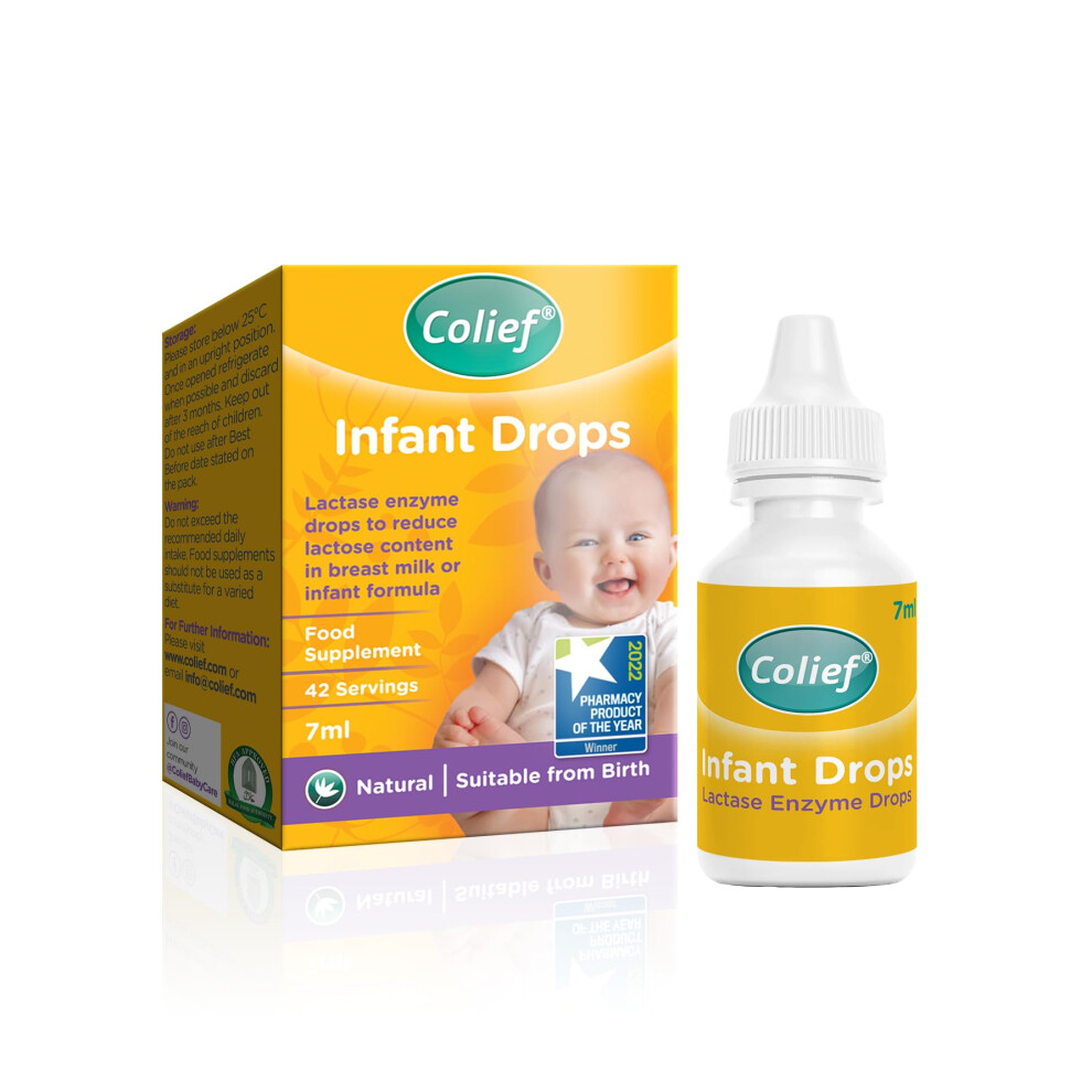 Colief Infant Drops | Lactase Enzyme Drops | Natural Colic Relief For Babies | Reduces Bloating, 7Ml