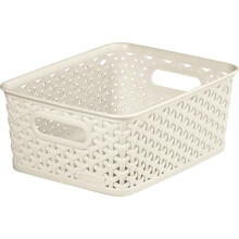 Curver My Style Small Rectangular Storage Basket, Vintage White, 4 Litre