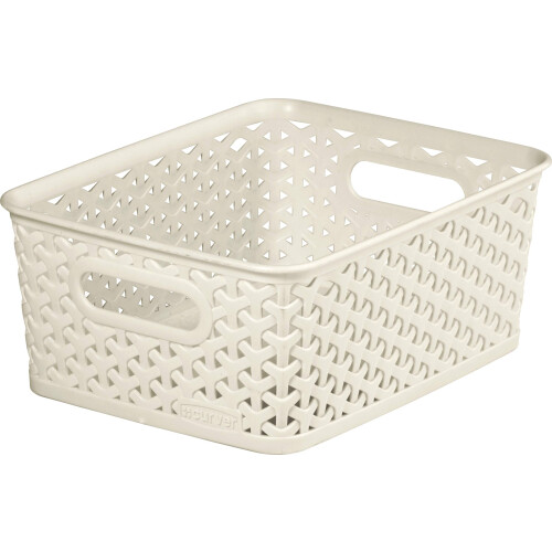 Curver Curver My Style Small Rectangular Storage Basket, Vintage White, 4 Litre