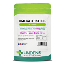 Lindens Omega 3 Fish Oil Capsules - 90 Pack - 3,000mg Daily Intake - UK Made - Supports Normal Function of Healthy Heart, Brain & Eyes - GMP & Letter