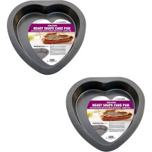 Prima Set Of 2 Heart Shaped Cake Tins, Romantic Grey Heart Shape, Non Stick Carbon Steel Bake Pan, Ideal For Cakes, Cheesecakes &