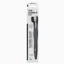 THE HUMBLE CO. - Adult Black Toothbrush - Sensitive Bristles - Developed By Dentists - Plant-Based Materials - 100% Recyclable for Eco-Friendly Oral