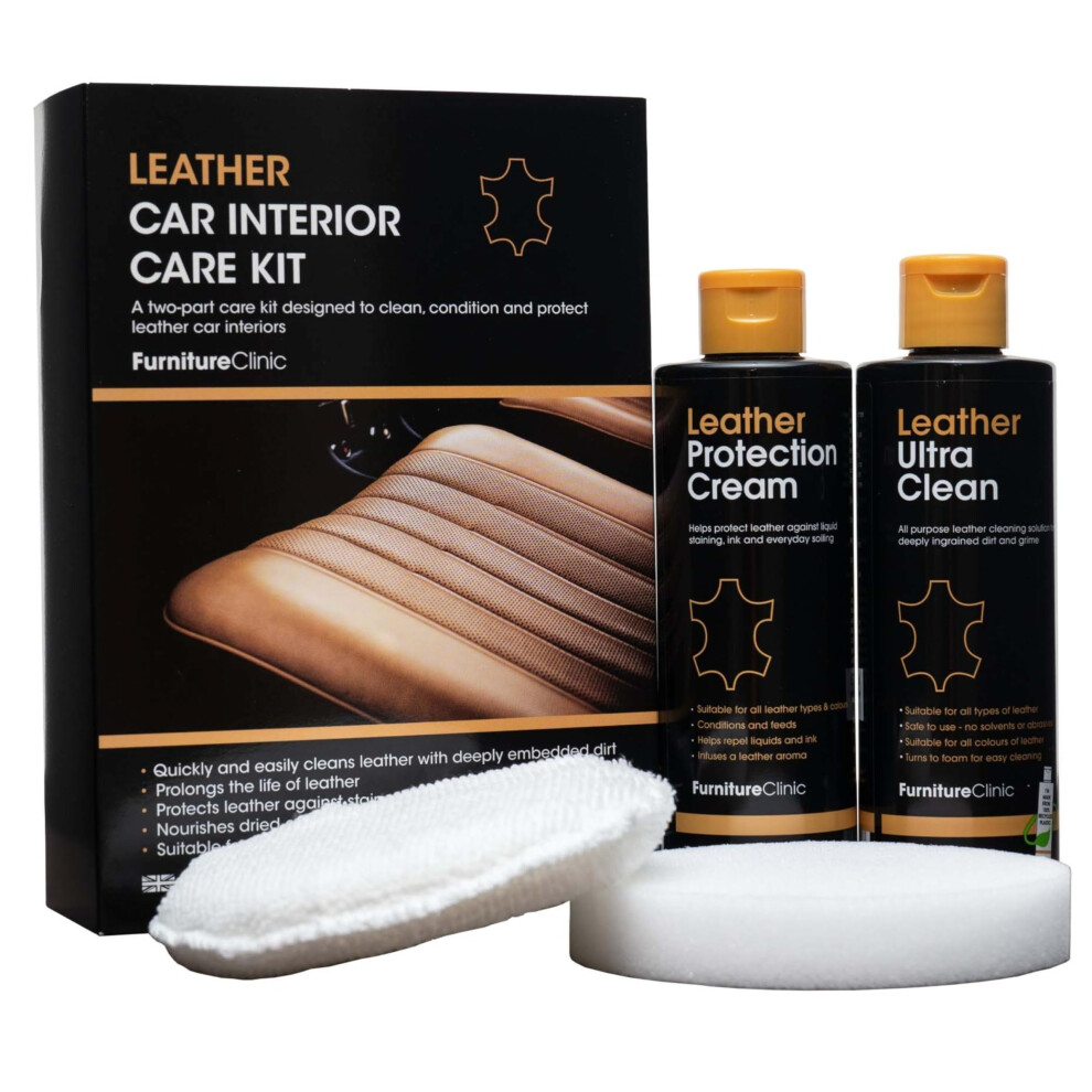 Furniture Clinic Leather Car Interior Care Kit - Premium Cleaning Kit For Car Seats - 250Ml Leather Cleaner & Leather Conditioner Â Complete Kit To 5006330888788