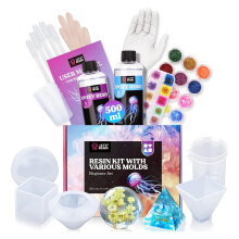 LET'S RESIN Epoxy Resin Kits for Beginners with Moulds, 500ml Epoxy Resin Crystal Clear Kit with Sphere, Cube, Pyramid, Square, Ro