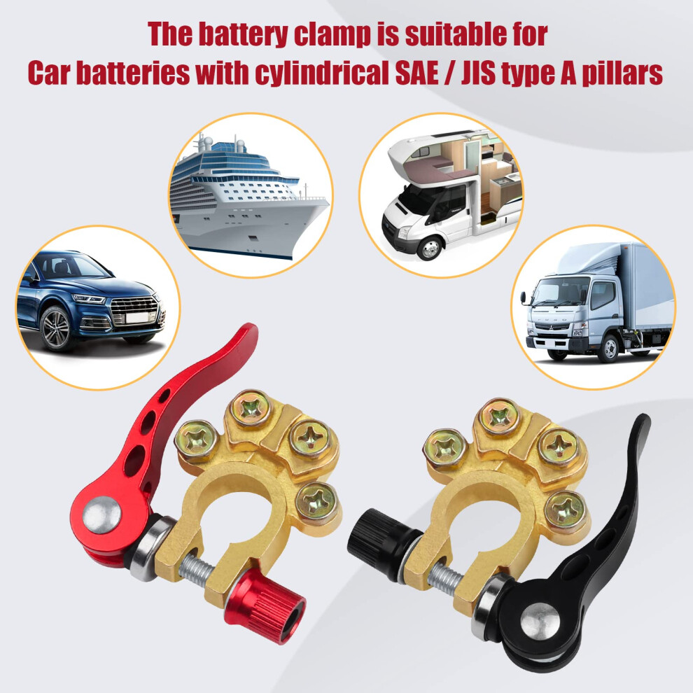 Jatiler 2 Pcs Quick Release Battery Terminal Connectors, 4 Way Brass 5005536606110