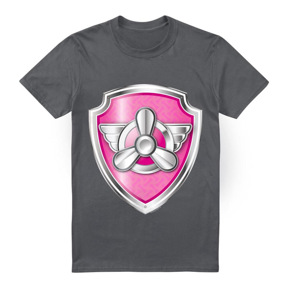 New Paw Patrol Men's (L, Charcoal) Skye Badge T-Shirt Multicoloured