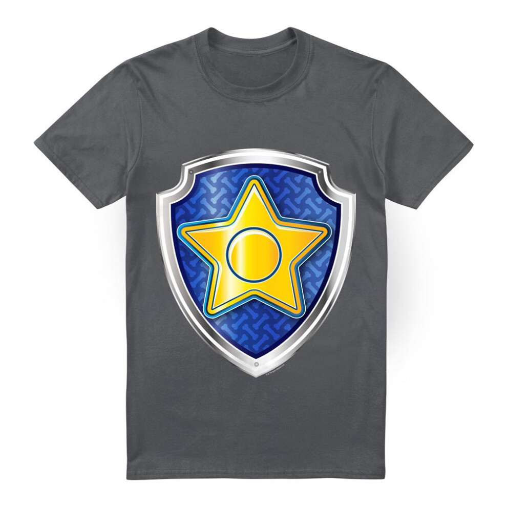 Paw Patrol (S, Charcoal) Mens Chase Badge T-Shirt Multicoloured