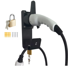 EGNIO Type 2 EV Charger Holder, Padlock Loackable Wall Mount Holder for Electric Car with IEC 51296-2 Plugs, Weather Proof Holder for Most EU EVs Cha