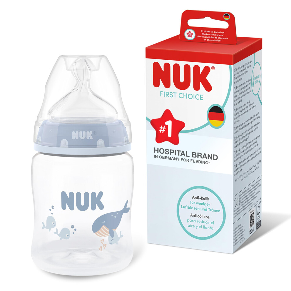 Nuk First Choice Baby Bottle | 0+ Months | 150Ml | Anti Colic Feeding Bottle | P
