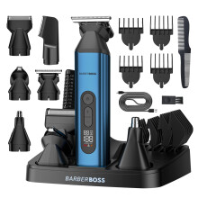 BarberBoss 5-in-1 Beard Trimmer for Men, Hair Clipper, Body Groomer, Nose & Ear Trimmer, Men's Grooming Kit, Cordless Rechargeable