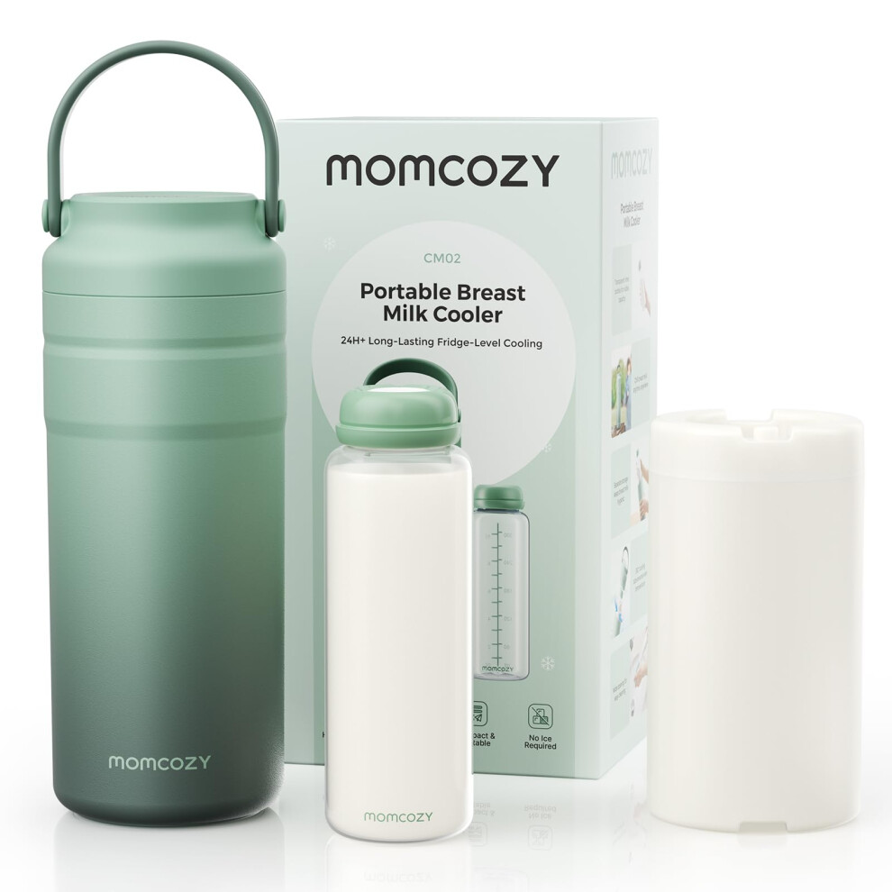 Momcozy Portable Breast Milk Cooler For Travel, 24H Ice-Free Cooling Breastmilk Storage Bottles Container, 12Oz Leak Proof Outdoor Small Freezer, Bab