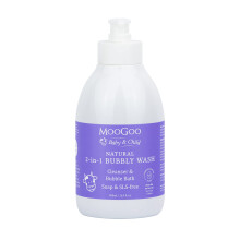 MooGoo 2-in-1 Bubbly Wash - Natural Baby Cleanser & Bubble Bath, Gentle Body Wash & Shampoo – Fragrance-Free, SLS-Free, Dermatologically Tested –