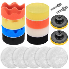 17 Pcs Car Polishing Pads for Drill Polishing Kit, 80mm Wool Buffing Pads for Drill Buffer Attachment, Car Buffer Polisher for Drills, Sponge Polishe