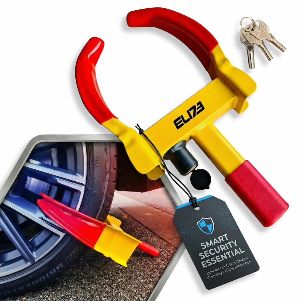 Wheel Clamp - Heavy Duty Anti-Theft Security Lock For Cars, Caravans, And Trailers - Adjustable, High-Visibility Vehicle Protectio 85821941