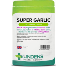 Lindens - Super Garlic 6000mg High Strength - 120 '1-A-Day' Capsules - UK Made -