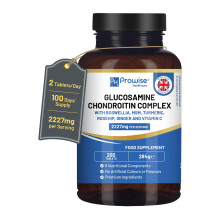 Glucosamine and Chondroitin Complex 2227mg per Serving | 200 High Strength Tablets | 8 Nutritional Components | MSM, Boswellia, Vitamin C, Turmeric,