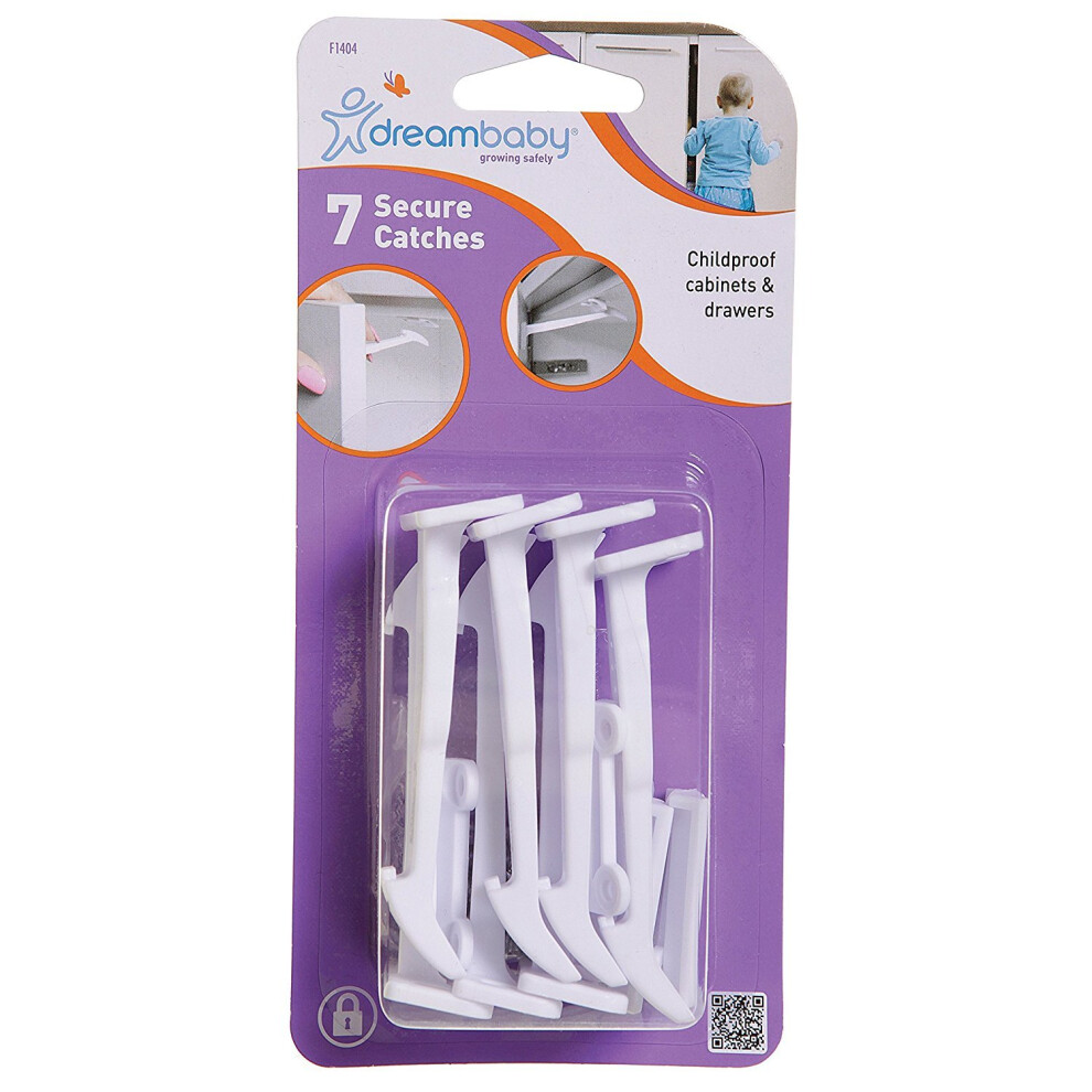 Dreambaby Secure Catches For Drawers And Cabinets - Baby Safety Locks - Model F1404, 7 Pack