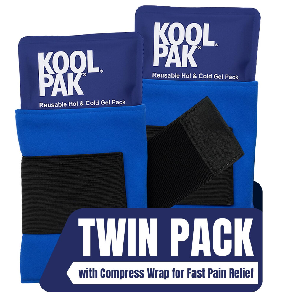 Koolpak 2 X Deluxe Hot And Cold Gel Packs 29X12cm Reusable With Compression Wrap Â Heat & Ice Therapy For Pain Relief, Injuries & Muscle Aches Â A