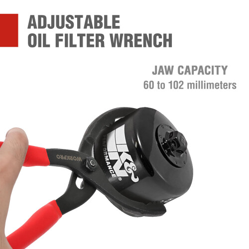 WORKPRO 300 mm Oil Filter Wrench，Adjustable Oil Filter Removal Tool 2