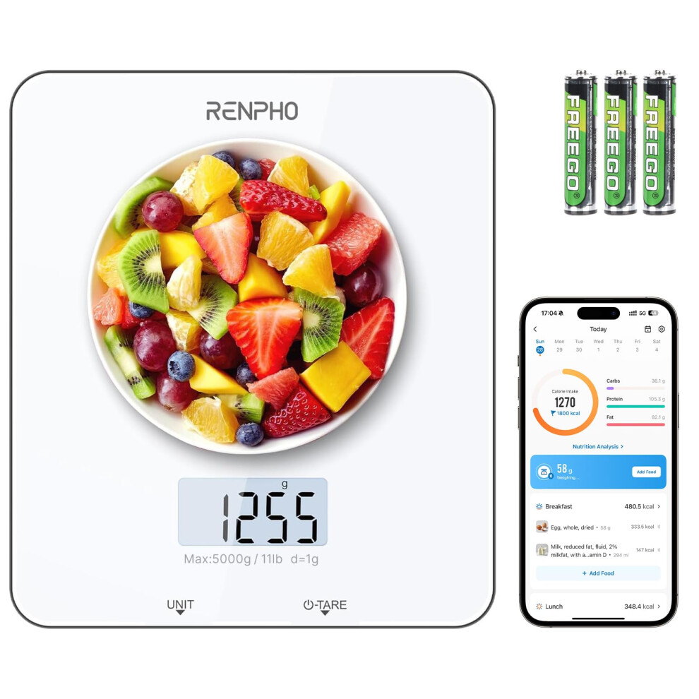 Renpho Digital Kitchen Scales, Electronic Food Weighing Scale For Baking And Cof