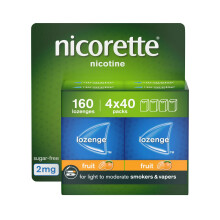 Nicorette Fruit 2mg Lozenge, 160 Pieces (4 x 40 Packs), Effective and Discreet Stop Smoking and Stop Vaping Aid, Nicotine Lozenges with Dual-Layer Fr