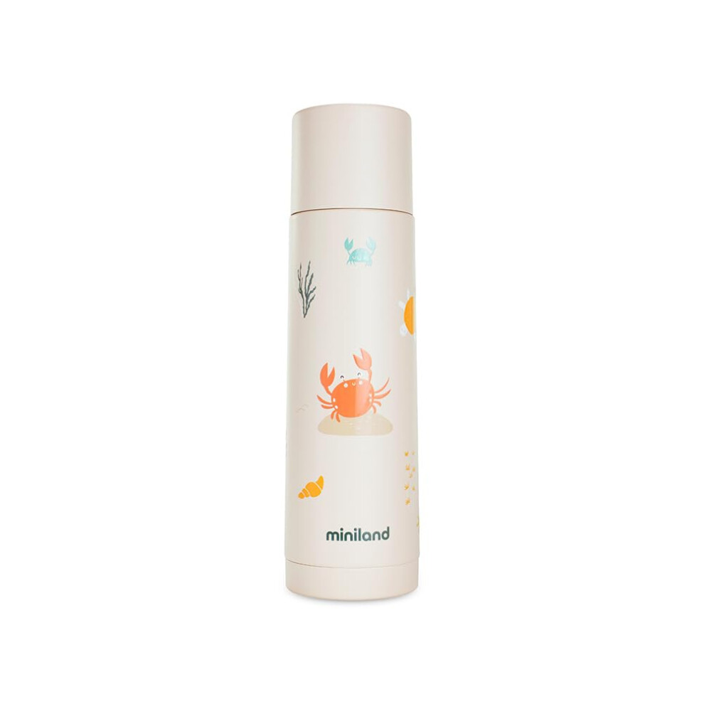 Baby Thermo For Liquids 500Ml Stainless Steel, Keeps Temperature Over 24H, Leak-Proof Closure And Anti-Drip System (Crabsy) Miniland