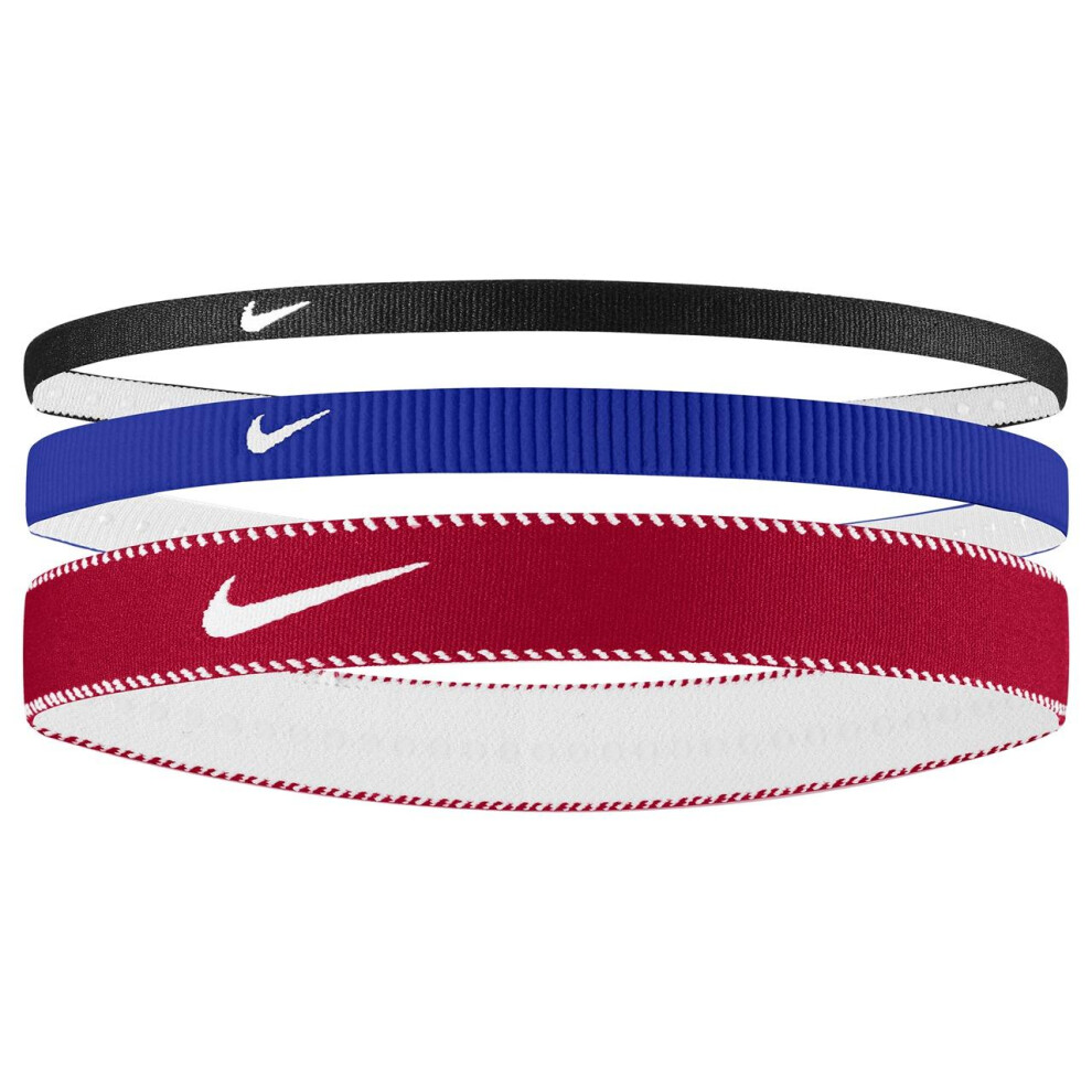 Nike (One Size, Red/Blue/Black) Classic Mixed Flexible Headband (Pack Of 3)