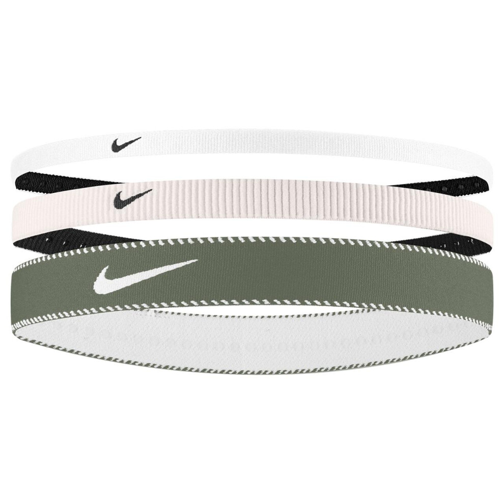 Nike (One Size, Light Pink/White/Green) Classic Mixed Flexible Headband (Pack Of 3)