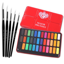 Major Brushes White Sable Round Brush Set of 5 Plus Artist Watercolour