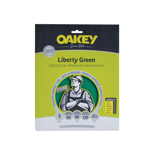 Oakey Liberty Green Aluminium Oxide Sheets 230 X 280mm Assorted (3)