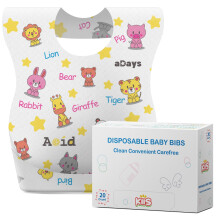 KIIS Wegwerp Baby Slabbetjes voor Jongens en Meisjes - Indiv. Verpakt - Hygienisch, Zacht en Lekvrij (20 ST.) (Giraf)