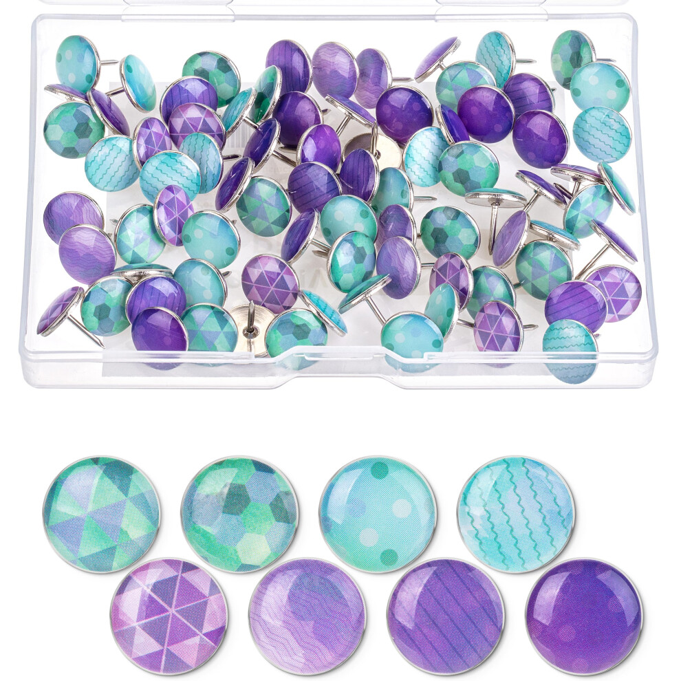 Mr. Pen- Thumb Tacks, 80 Pack, Purple Style, Flat Push Pins, Thumbtack, Flat Thumb Tacks, Metal Push Pins 840316970587