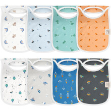 KeaBabies 8-Pack Baby Bibs voor Jongens, Meisjes - Pullover Bibs voor Druppelen en Tandjes