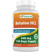 Best Naturals Betaine HCl 648 mg with Pepsin 120