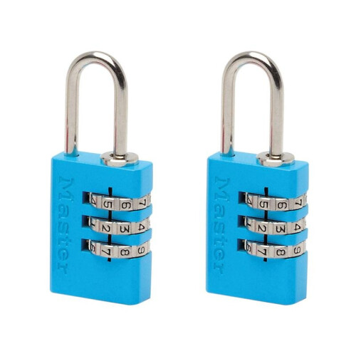Master Lock Master Lock Aluminium 3-digit Combination 20mm Padlock Colour X 2 1