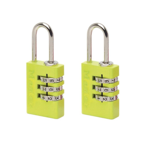 Master Lock Master Lock Aluminium 3-digit Combination 20mm Padlock Colour X 2 2