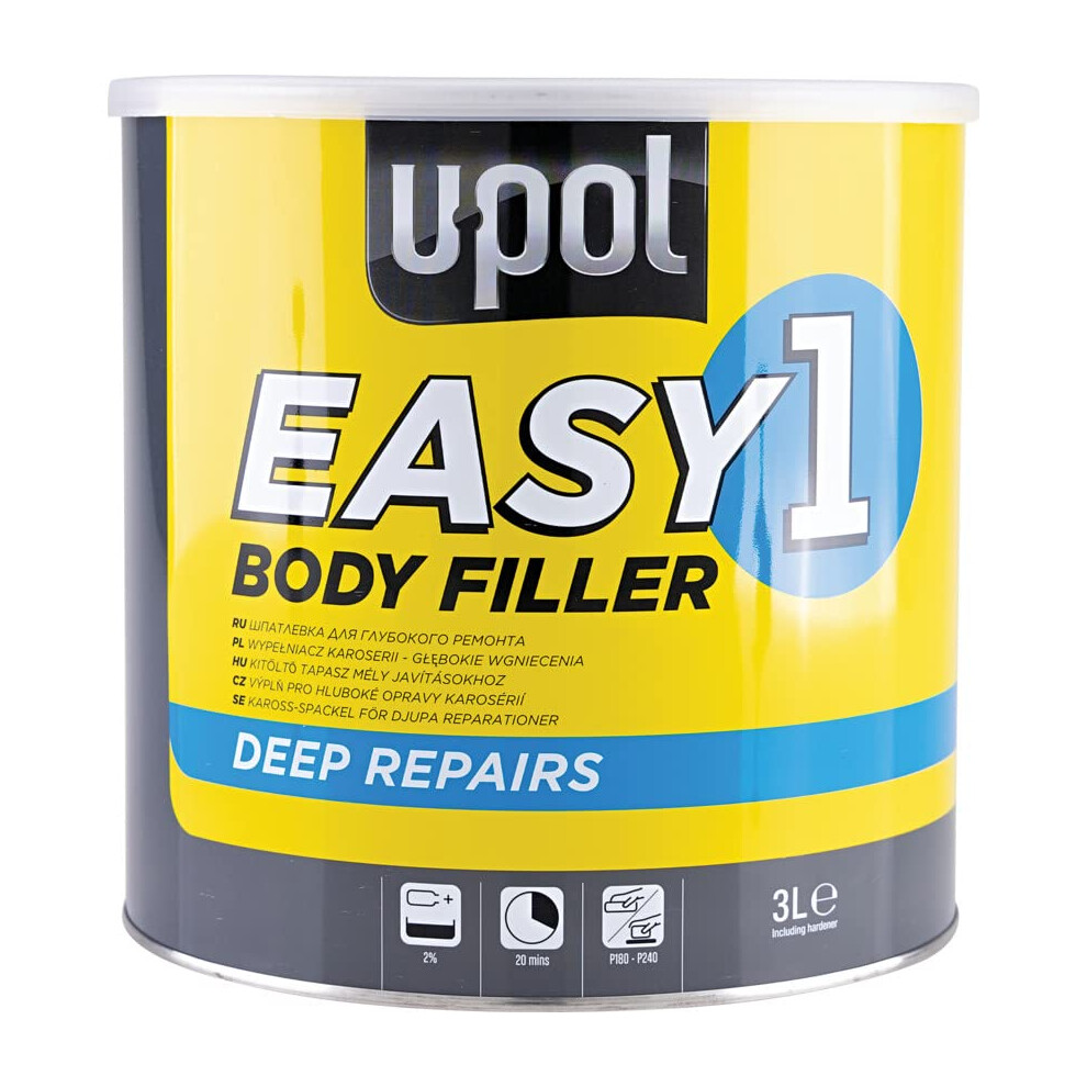 U-Pol Easy One Car Body Filler 3.5L 3.5 Litre Upol Easysand Polyester Bodyfiller Steel & Grp Surfaces 5001474864995