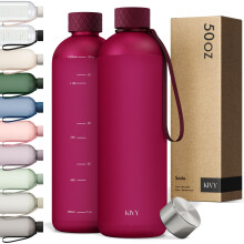 KIVY Large Water Bottle 50oz [Lightweight & Shatterproof] Fits Backpack & Cupholder for Travel, Sports, School - Extra large water bottle no straw - 1
