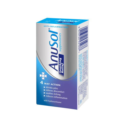 Anusol Soothing Relief Suppositories, Cools and Calms Piles, 12 Count