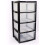 Plastic Storage Drawers - Large - 4 Drawers (Black) 1