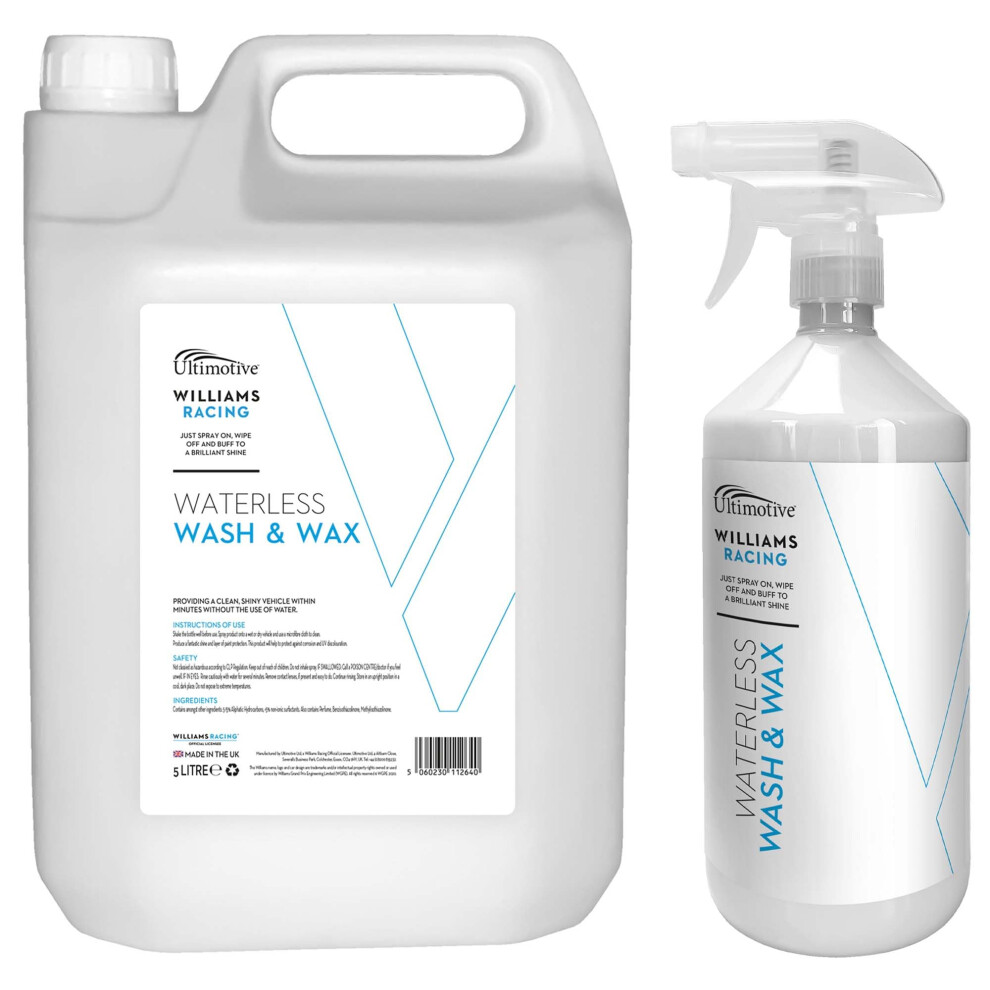 Williams Racing Waterless Wash And Wax Car Cleaning Kit 1L + 5L Grey 5008349979051