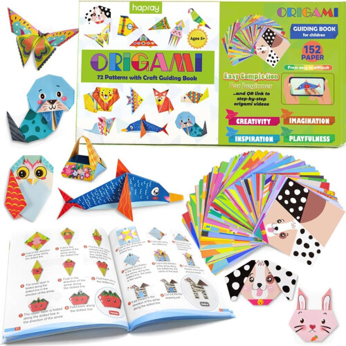 hapray Origami Set for Kids 5-12, 152 Sheets, 72 Patterns & Guide