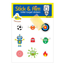 Toilet Target Stickers Kids Pack with Sticker Applicator Smoothing Tool for Potty Training. Fun and Effective Aiming Stickers to Teach Kids to Aim.