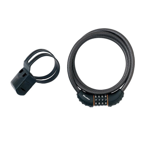 Master Lock Master Lock Black Braided Steel Combination Cable 1.8m X 10mm