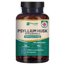 Psyllium Husk 10000mg with Acidophilus 1 Billion CFU, 120 Vegan Capsules | Natural Soluble Fibre Supplement from Plantago Ovata Seeds Made in The UK