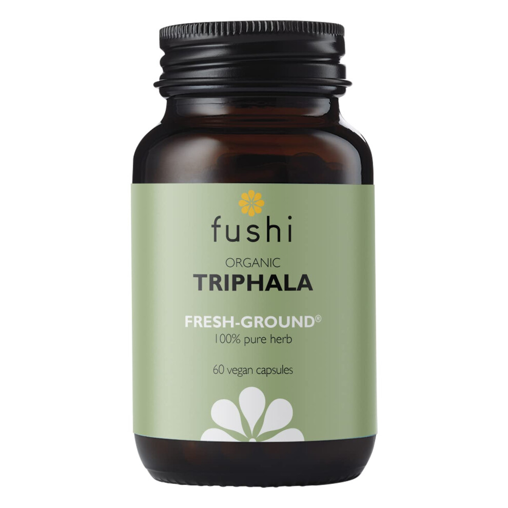 Fushi Organic Triphala Capsules, 60 Caps | Fresh-Ground Whole Food | Body Tonic,